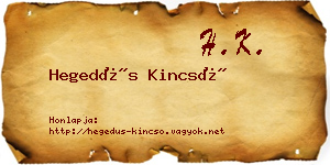 Hegedűs Kincső névjegykártya